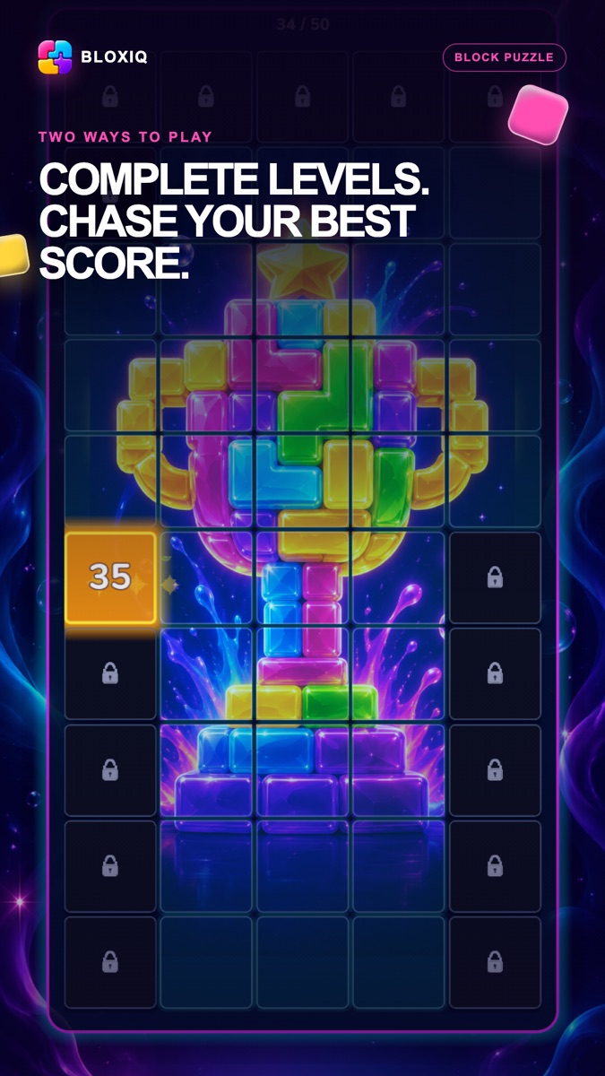 Bloxiq Levels and Endless game modes